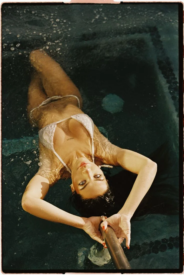 Editorial swimwear frame, warm film tone · Andres Agurto Studio
